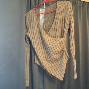 Source Unknown Gray Ribbed Sweater